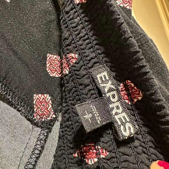 Express Size Small Sweetheart Neckline Spaghetti Strap Patterned Cotton Dress - Picture 3 of 6